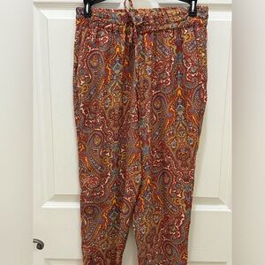 🌸 ZARA paisley MULTI PRINTED SATIN HIGH WAIST ANKLE TIE BAGGY ‘THE SASHA’ P…